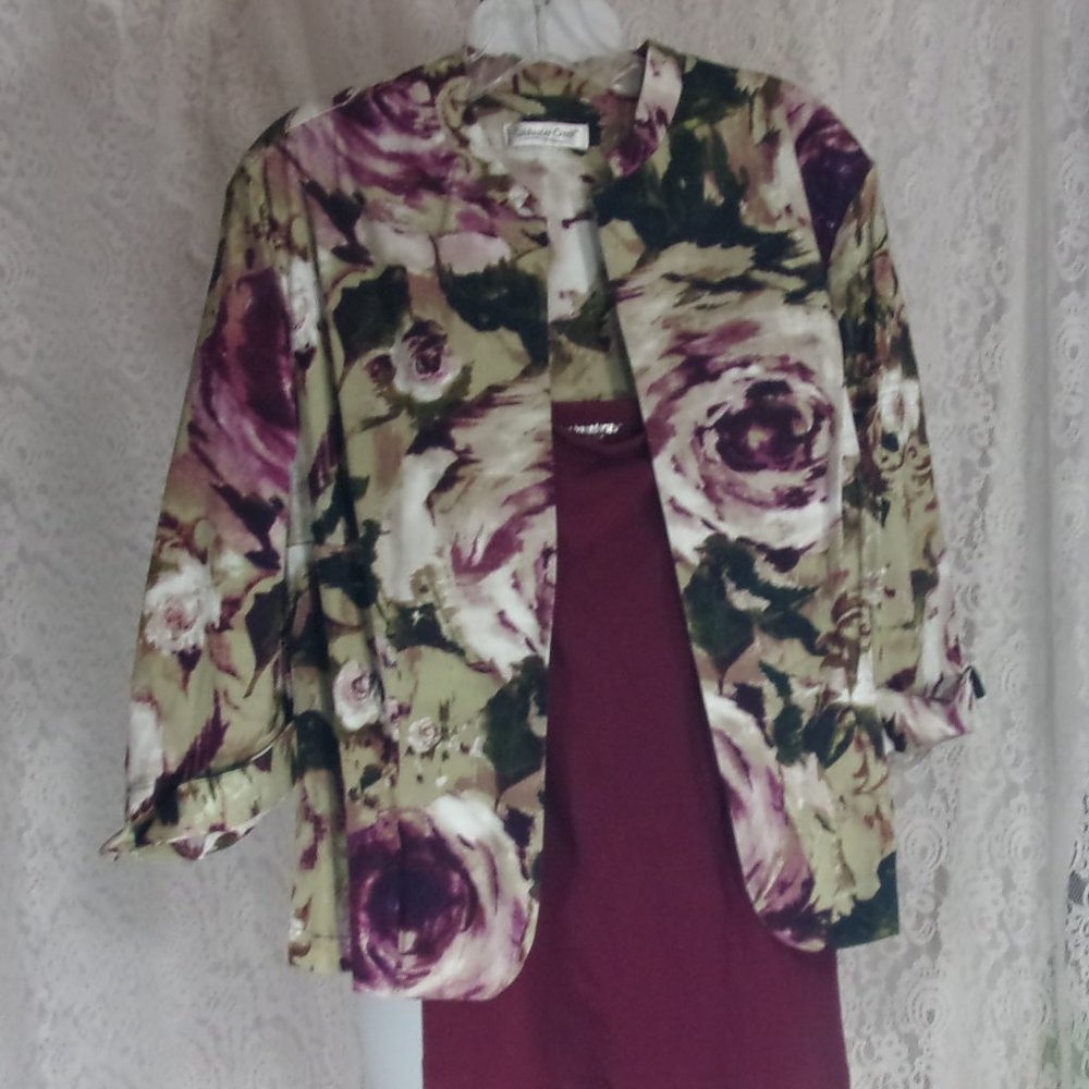 Coldwater Creek Open Front Jacket Plum Green White NWOT